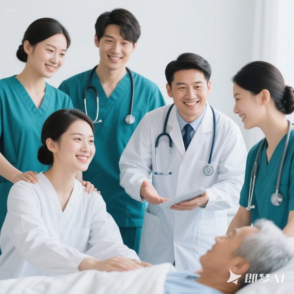 jimeng-2025-06-10-4900-生成一组医护人员图片，体现医护人员对待患者的亲和力.jpeg